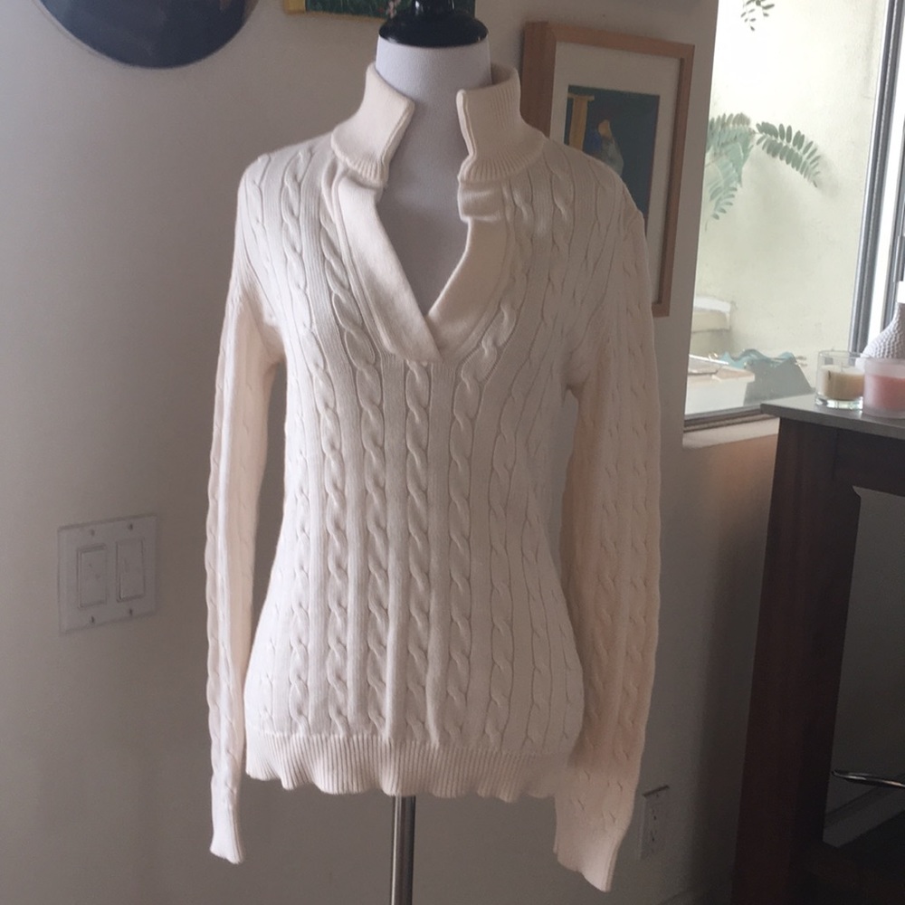 Lauren Ralph Lauren White Cable Pullover Sweater M